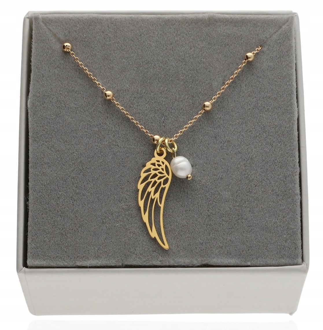 Zlatý náhrdelník křídlo křídla anděla perla příroda 45 cm