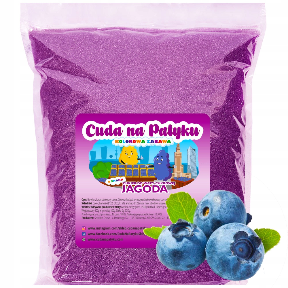 

1 Kg Cukier do waty cukrowej kolorowy Jagoda