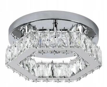 ELEGANCKI NOWOCZESNY ŻYRANDOL KRYSZTAŁOWY LAMPA SUFITOWA LED 3 BARWE CHROM