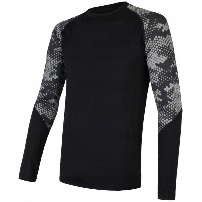 Sensor Triko Merino Impress pánské dlouhý černá vzor medová plástev S