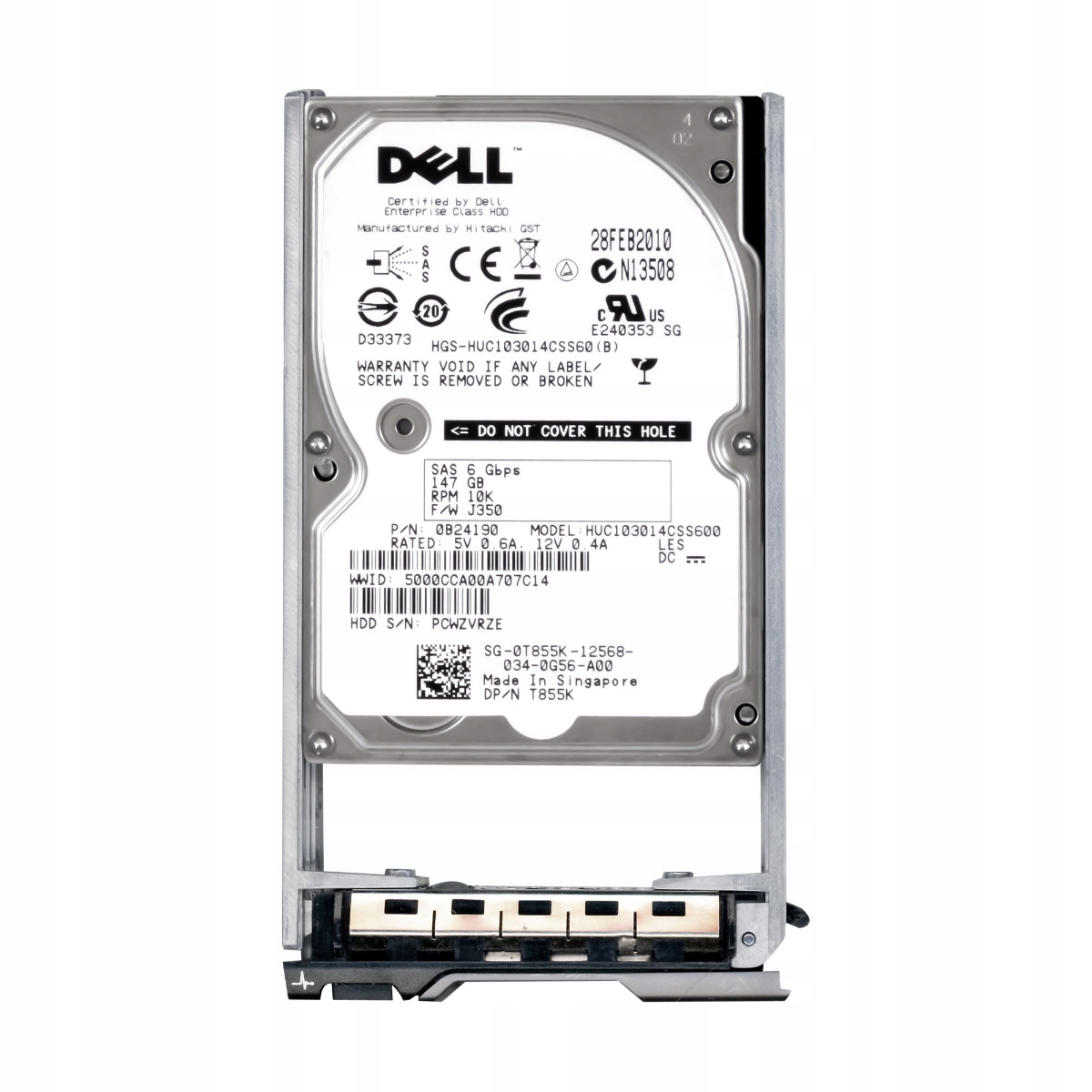 Dell 0T855K 146GB 10K SAS-2 2.5" Hdd 146 Gb Sas disk, 10 000 ot./min, 2,5 palce