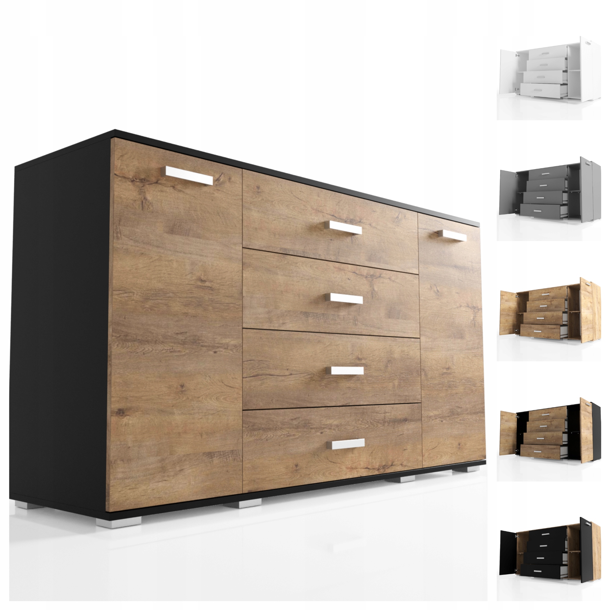 Komoda se zásuvkami 160 cm VK08 Deska 18 mm Loft 2-Dveřová Prostorná O-sofa