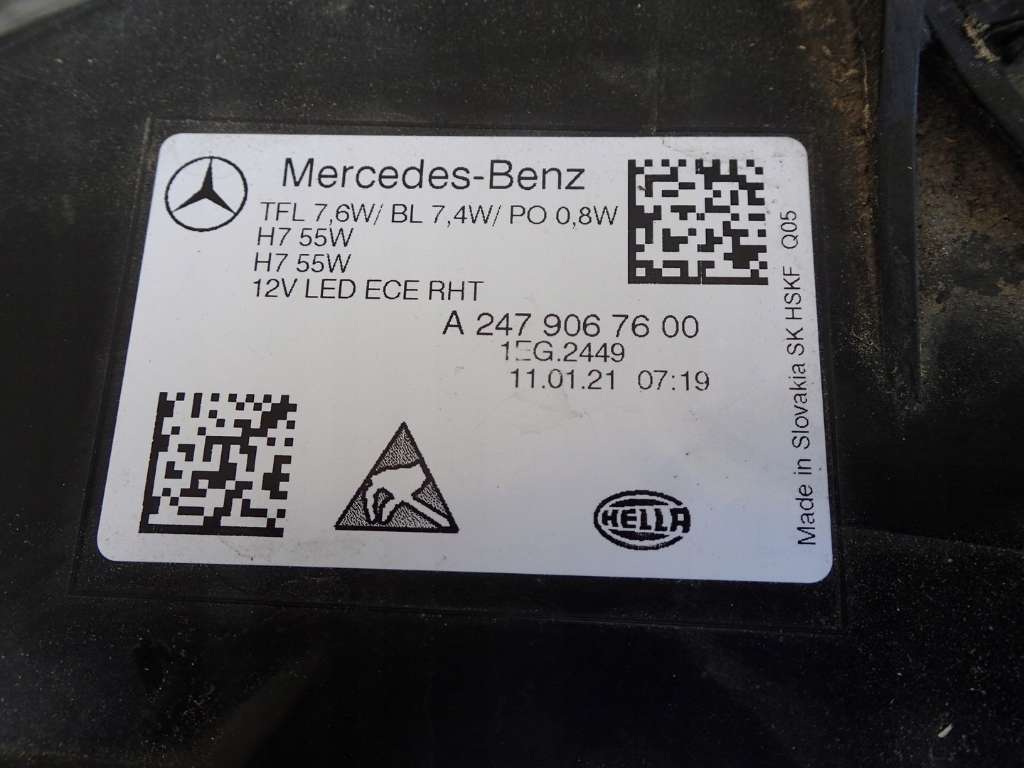 light right right LED MERCEDES B KLASA 247 2018