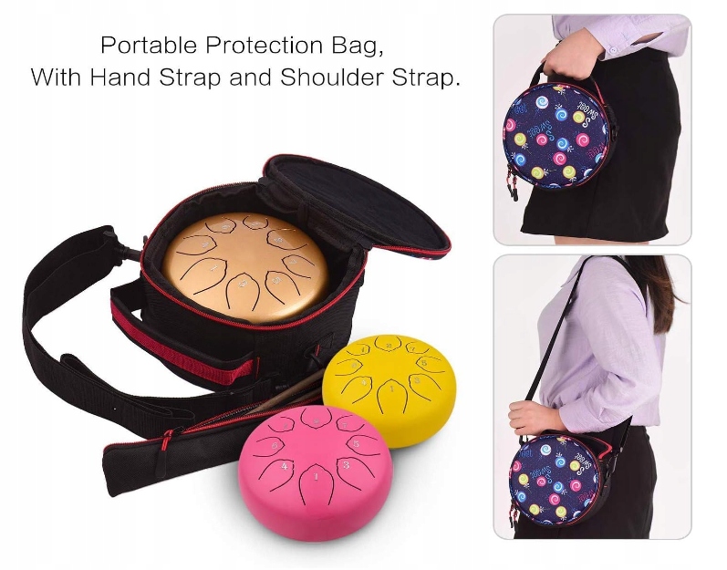 Mini stalowy bębenek, 6 cali, instrument perkusyjny z wyściełaną torbą Kolor inny kolor