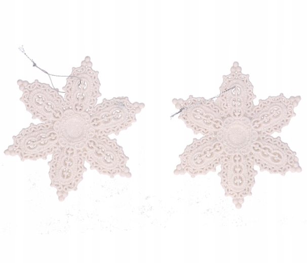 

Zawieszki brokatowe śnieżynki białe 8cm 2szt.