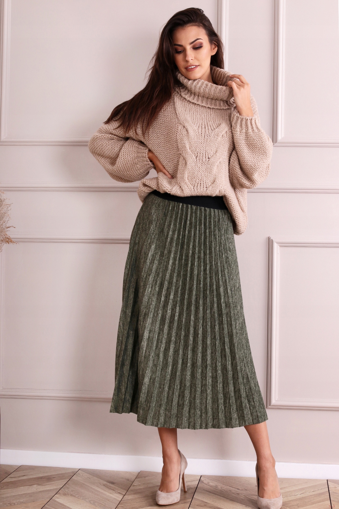 Modna PLISOWANA włoska SPÓDNICA midi KOLORY R527 Rozmiar uniwersalny