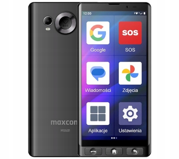Smartfon dla seniora Maxcom Smart MS601 4G duże ikony przycisk SOS etui