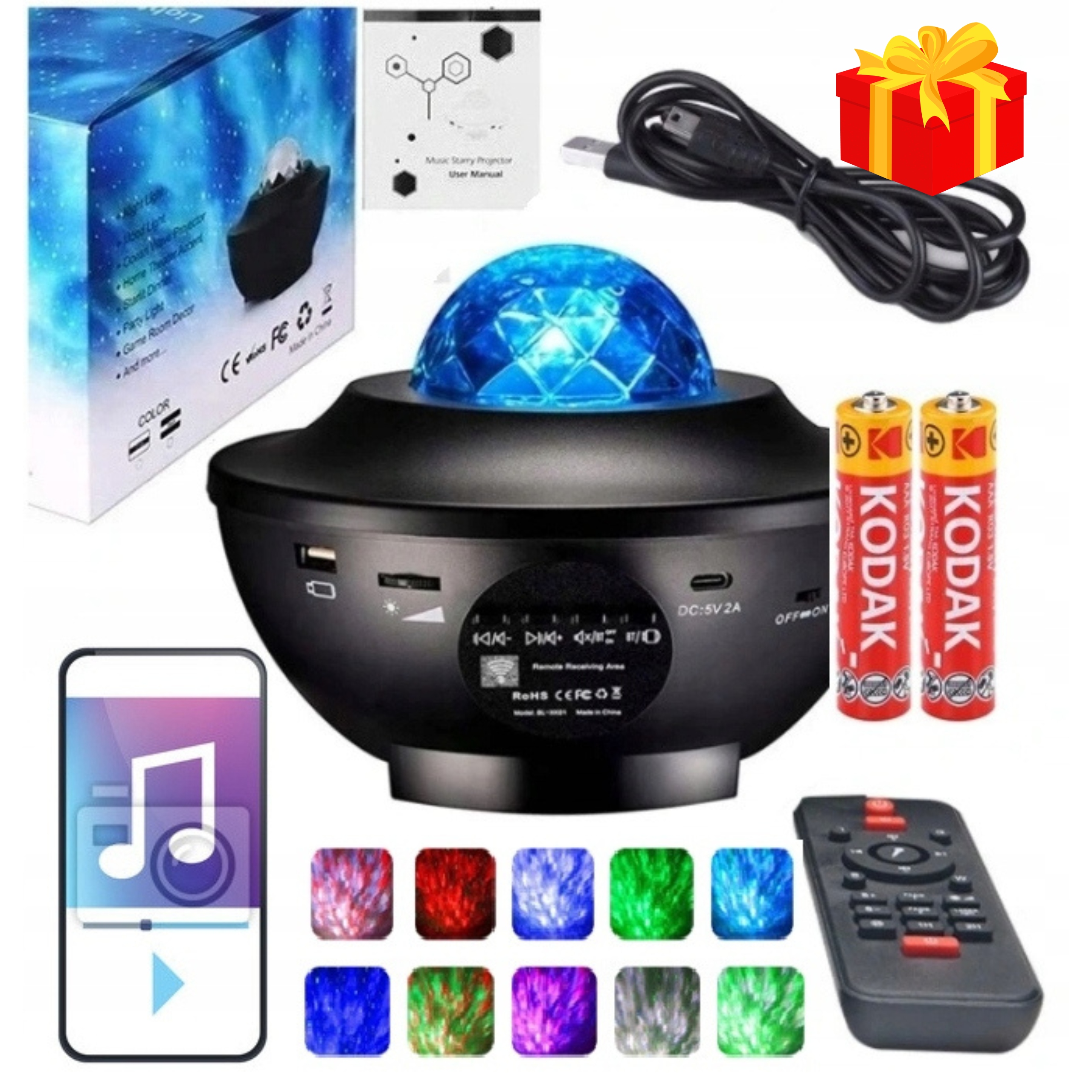 

Lampka Nocna Projektor Gwiazd Nieba Obrotowa 360