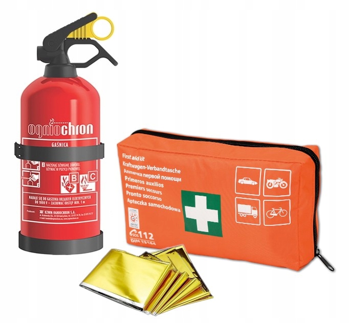 

Zestaw apteczka Din 13164 gaśnica 1kg z uchwytem