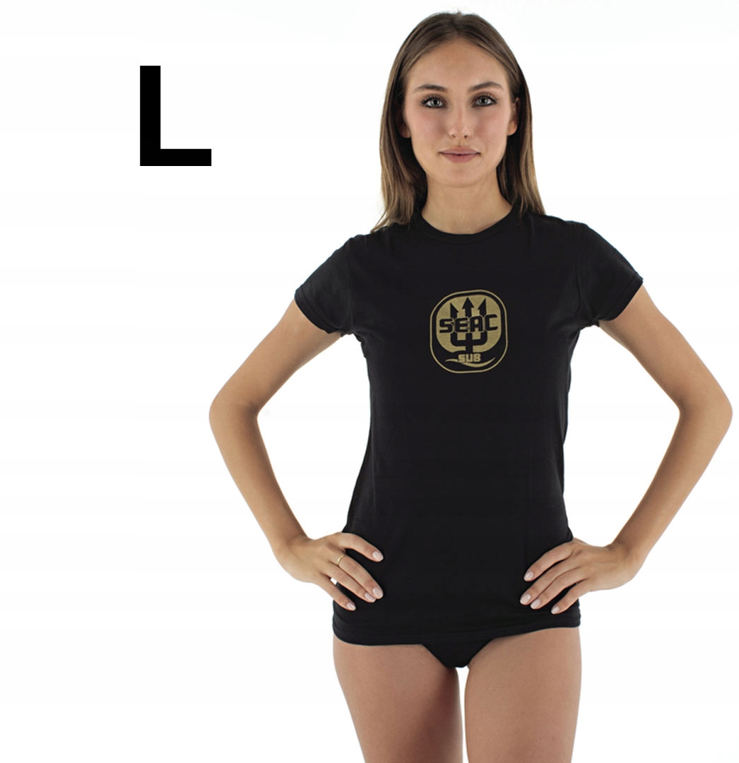 Koszulka bawełniana dobrej jakości T-shirt Seac damski czarny L