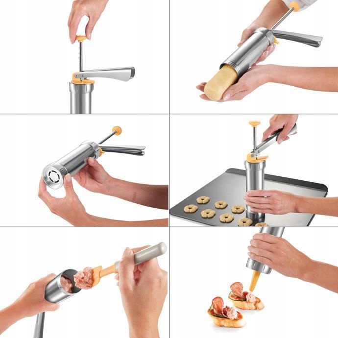 DEKORATOR SZPRYCA PRASKA DO CIASTA TORTÓW METALOWA Rodzaj dekoratorów pieczątki / stemple do ciastek