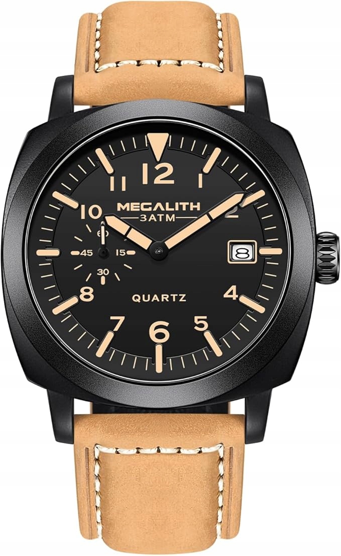 Megalith Pánské Hodinky, Vojenské, Sportovní, Vodotěsný kožený řemínek