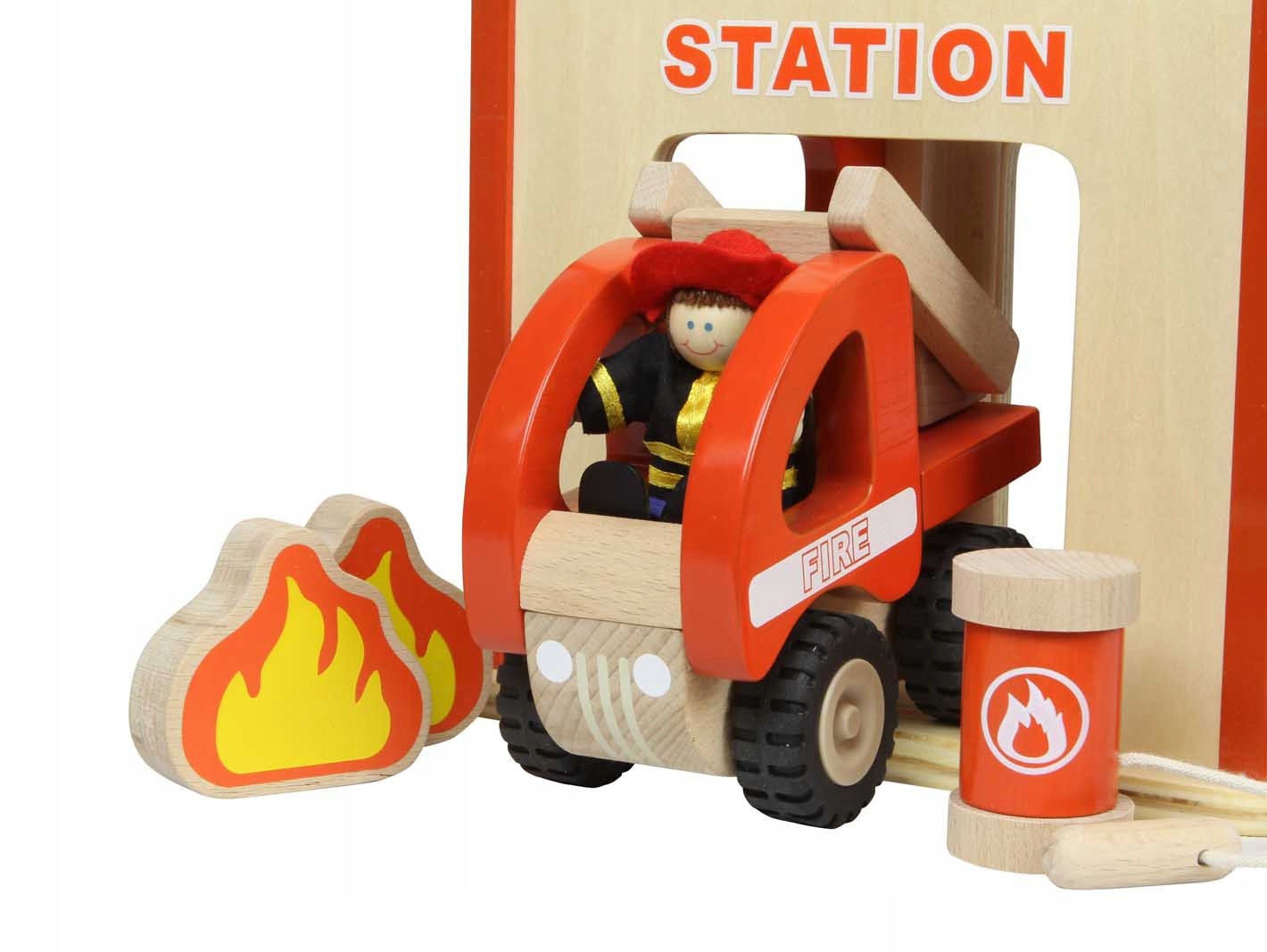 MASTERKIDZ MINI DREWNIANA REMIZA STRAŻACKA ZESTAW Model brak