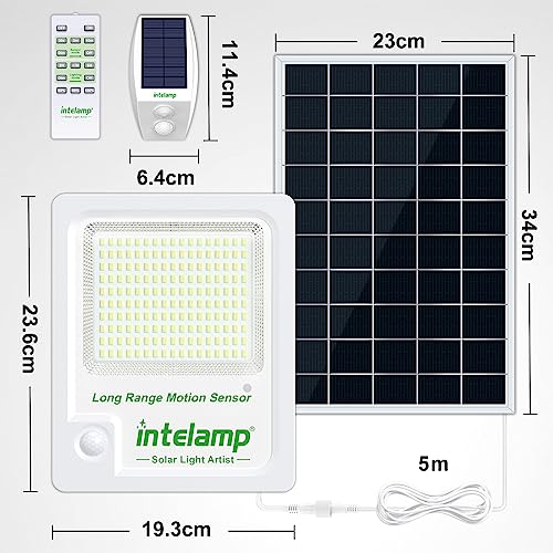 Lampa Solarna Z Czujnikiem Ruchu Z Pilotem Wodoodporna 3000LM IP65 INTELAMP — miniatura 6
