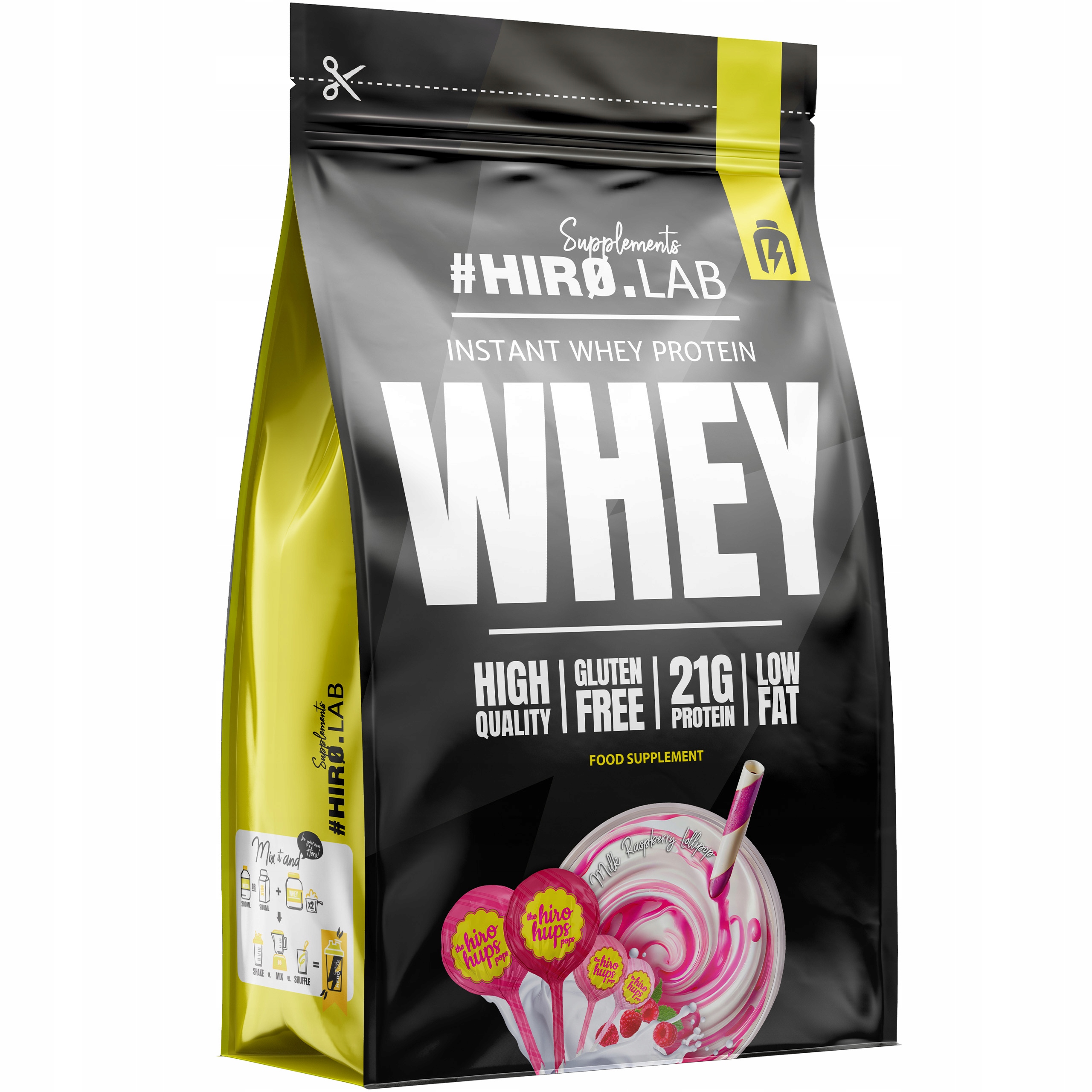 Hiro.lab Instant Whey Protein 750g mléčno-malinový lízátko