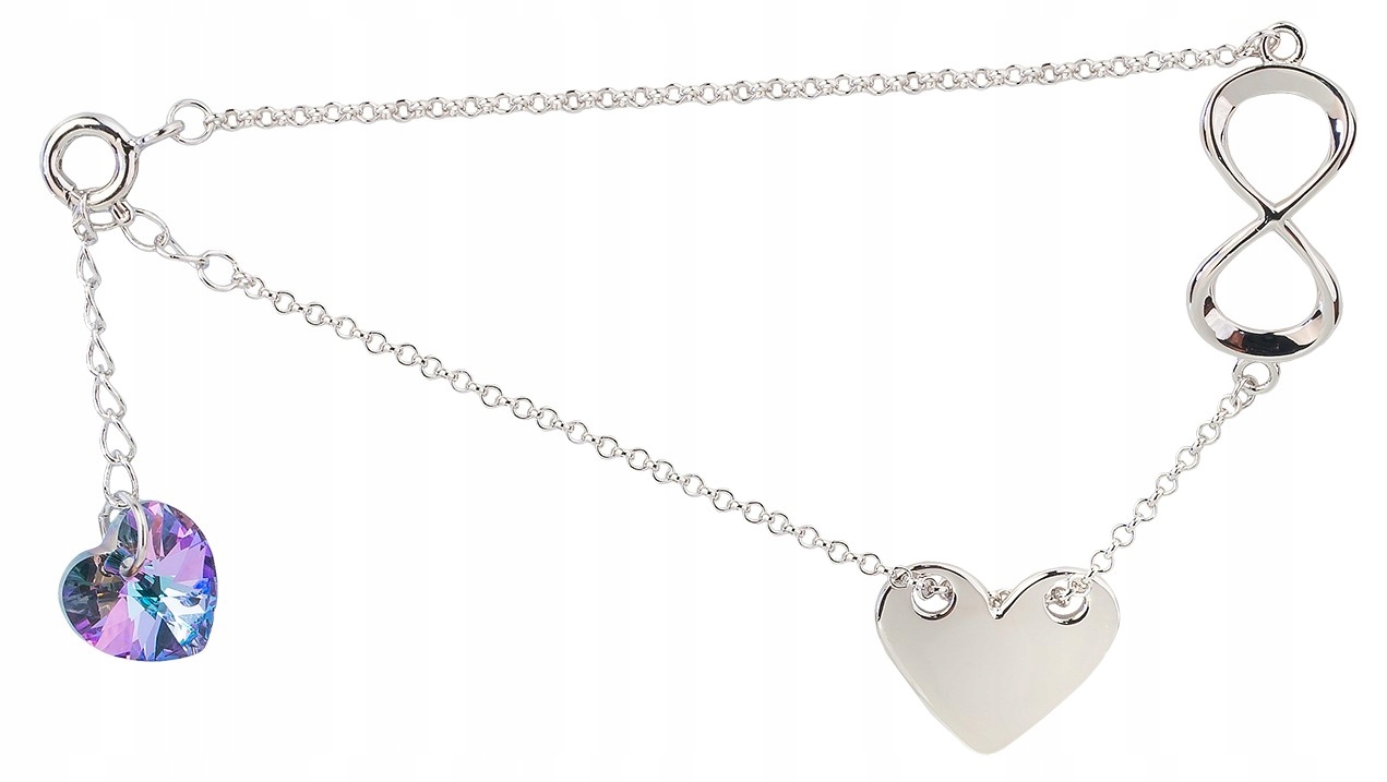 

Bransoletka Rodowana Srebrna PR925 Swarovski Serce