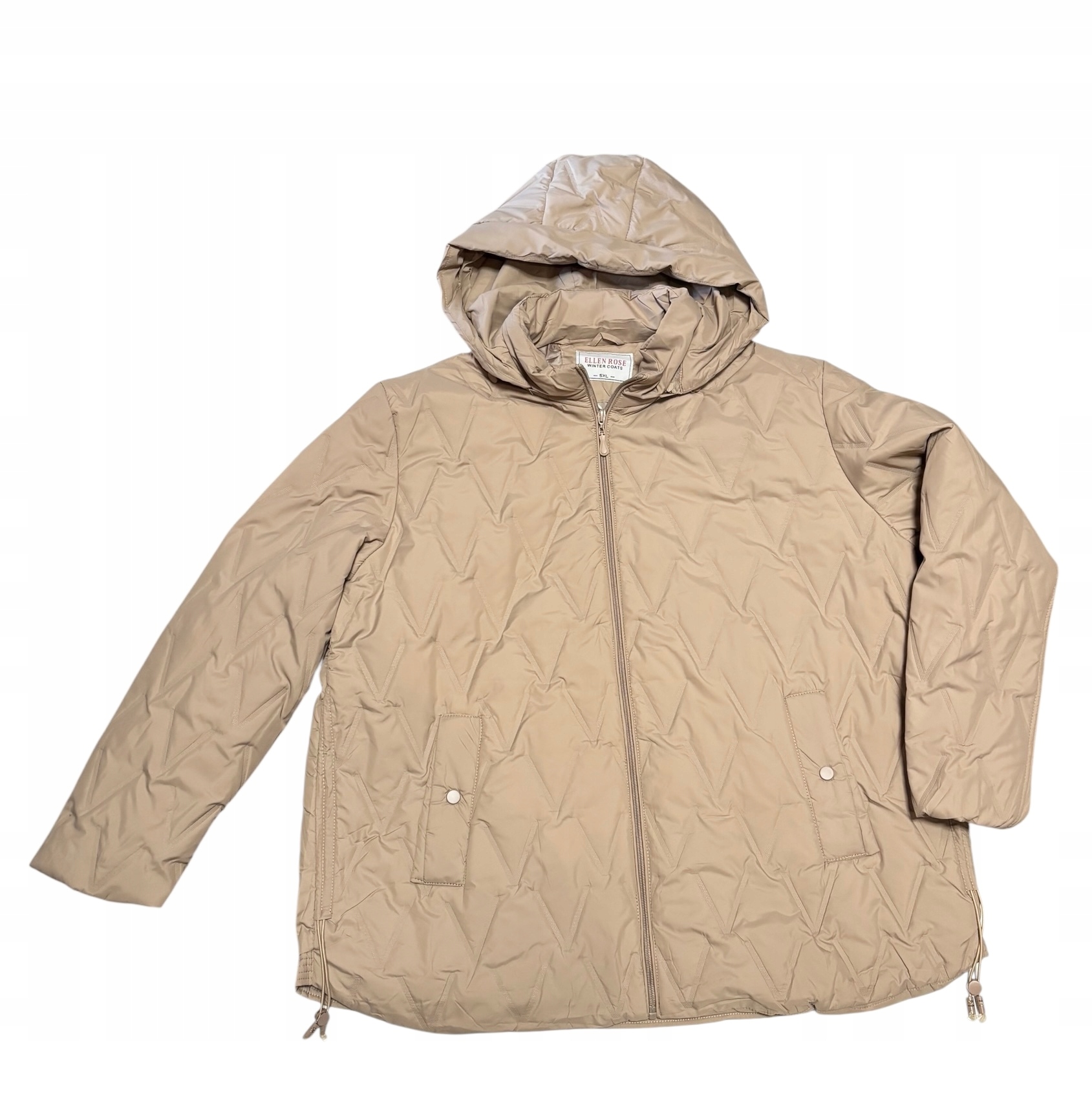 Ellen Rose Kurtka damska pikowana wiosenno jesienna przejściowa beżowa 7XL