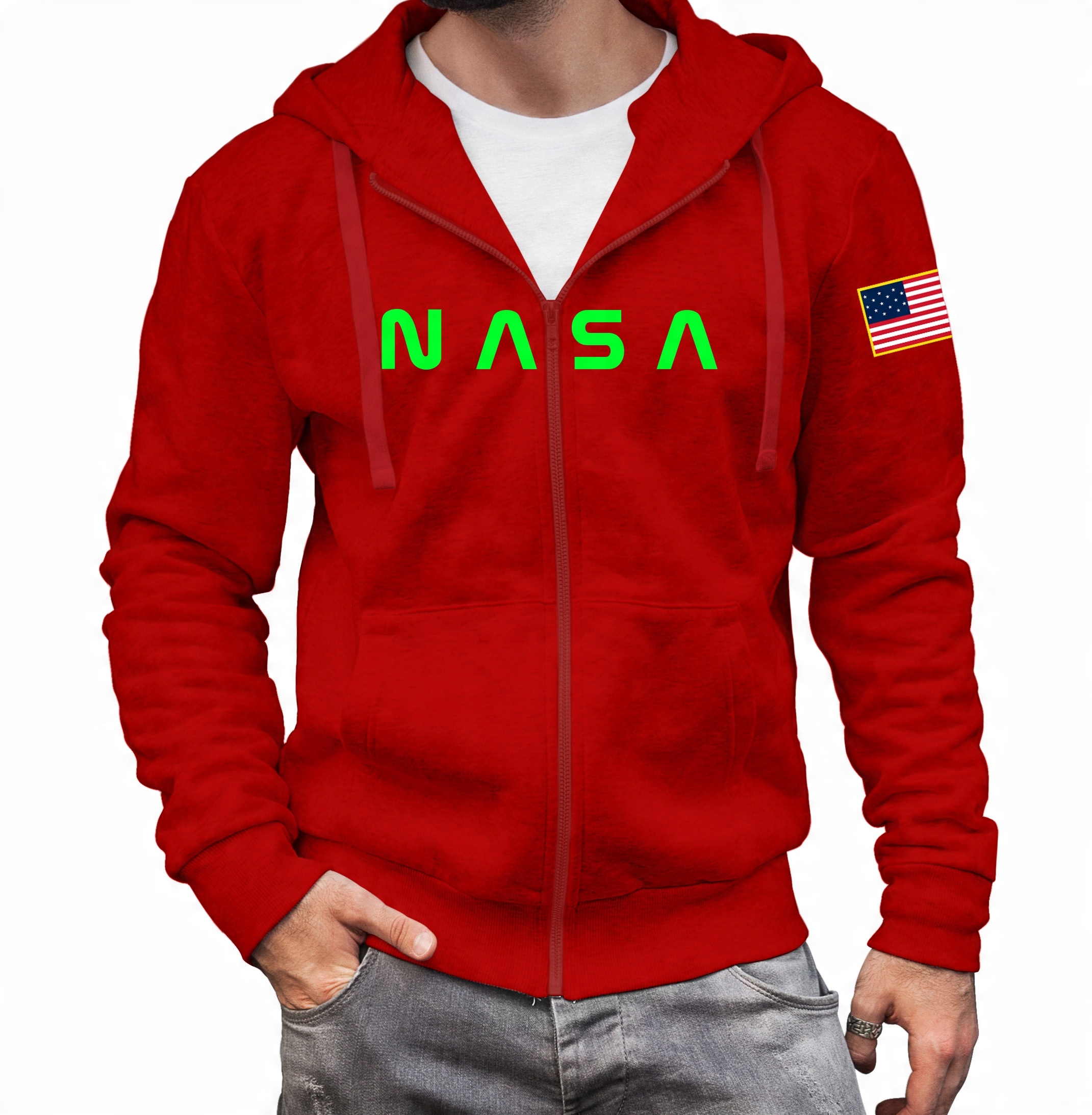 

Bluza Nasa męska kaptur Rozpinana, czerwona 2XL