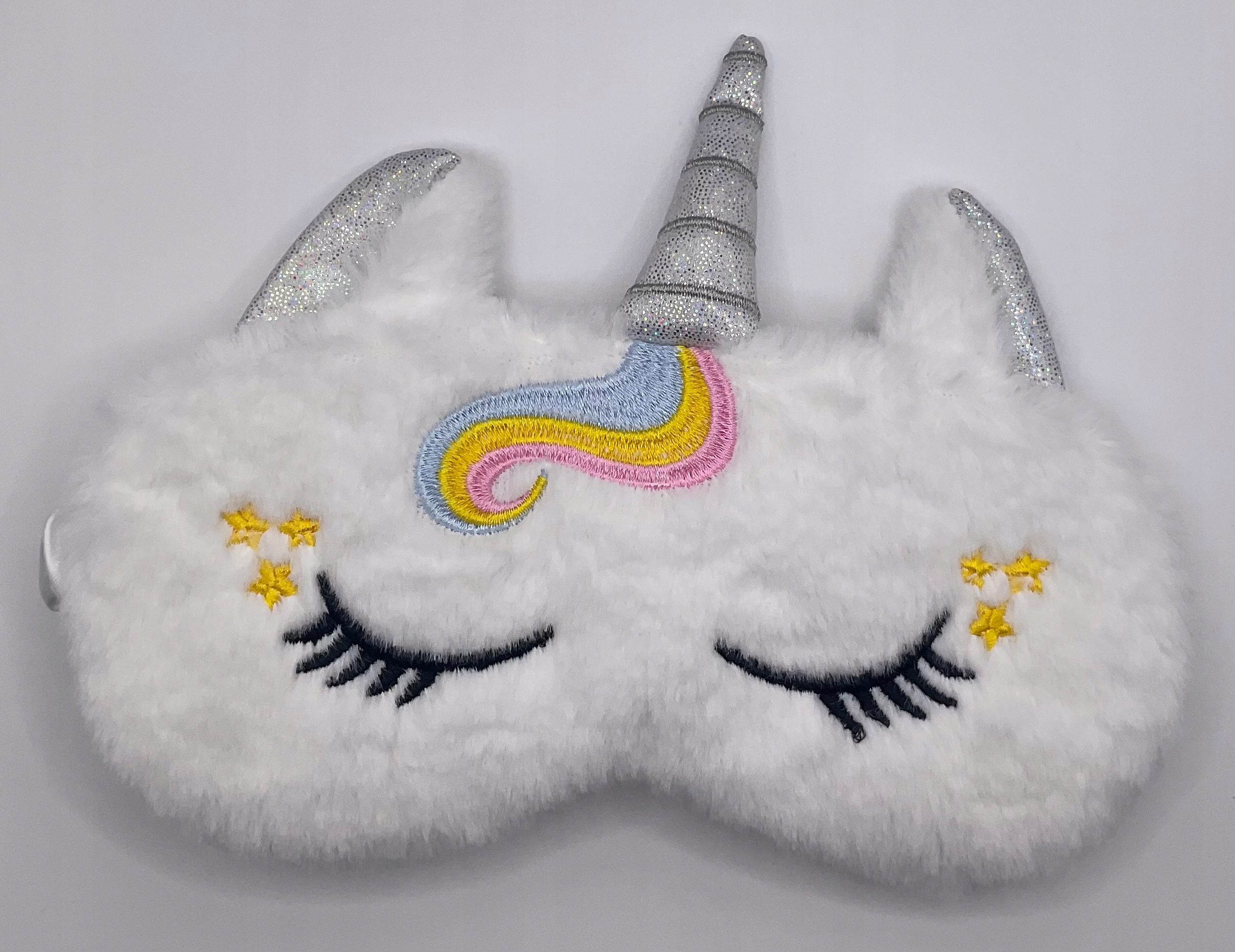 OPASKA NA OCZY MASKA DO SPANIA SNU RELAKSU JEDNOROŻEC BIAŁY TĘCZA PLUSZOWY Płeć uniseks