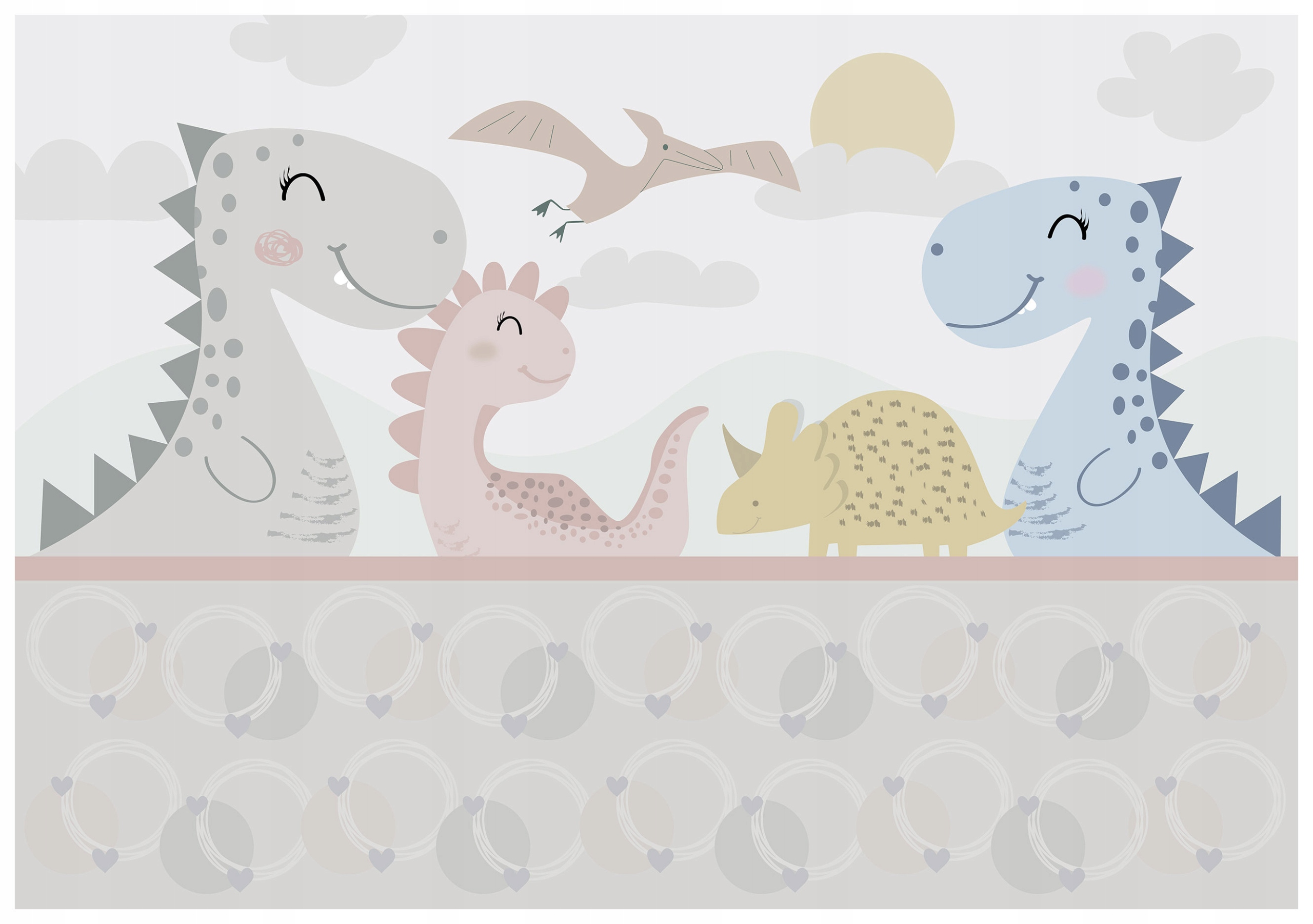 Vliesová fototapeta Dinosaury do detskej izby pastelová 350x250 lepidlo