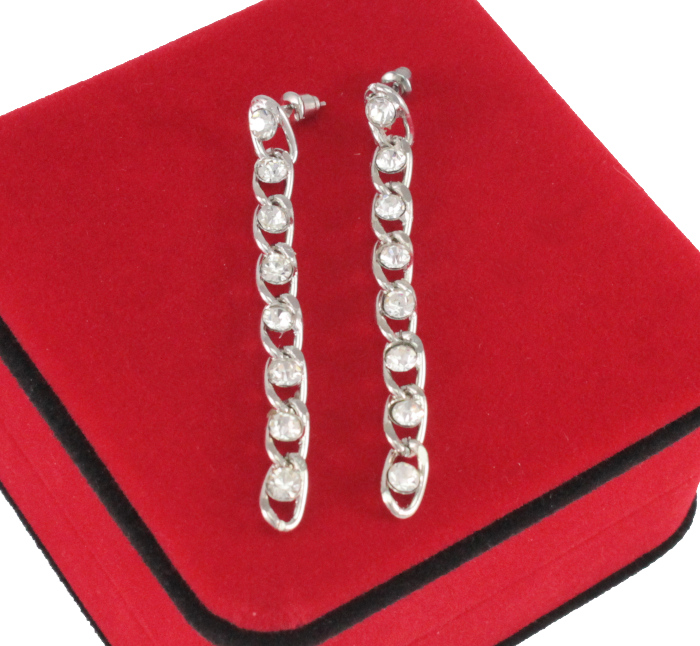 

Kolczyki Srebrne Chain Szklane Cyrkonie Stal