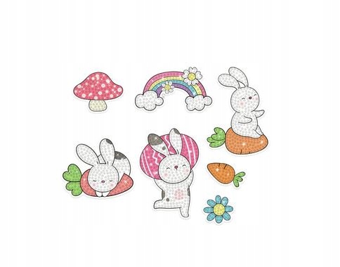 Samolepky s diamantovou výšivkou Králíček a duha