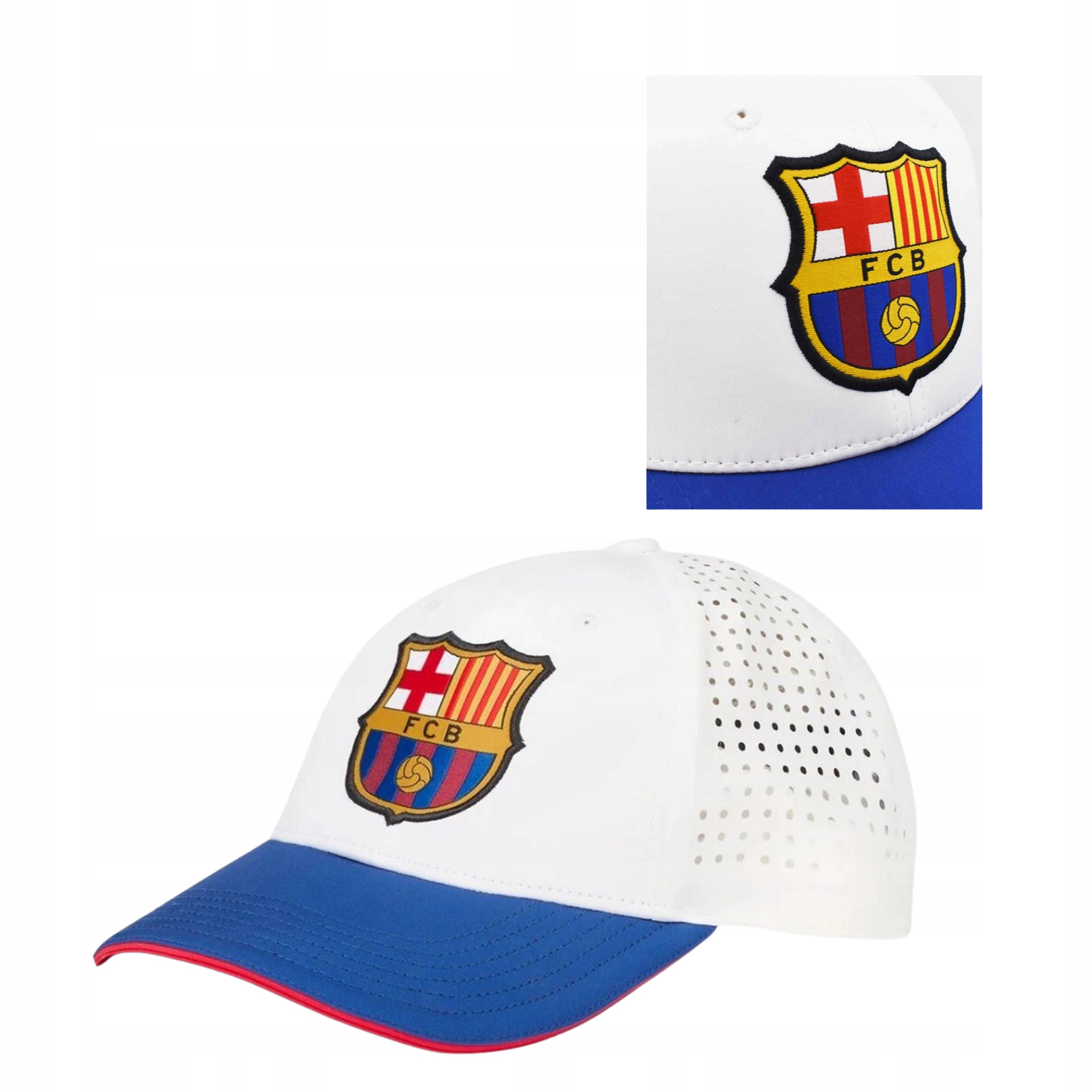 Kšiltovka pro fanouška Fc Barcelona, originální, bílá, 52-60 cm