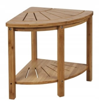 STOŁEK TABORET NAROŻNY Z PÓŁKĄ Z BAMBUSA EKO