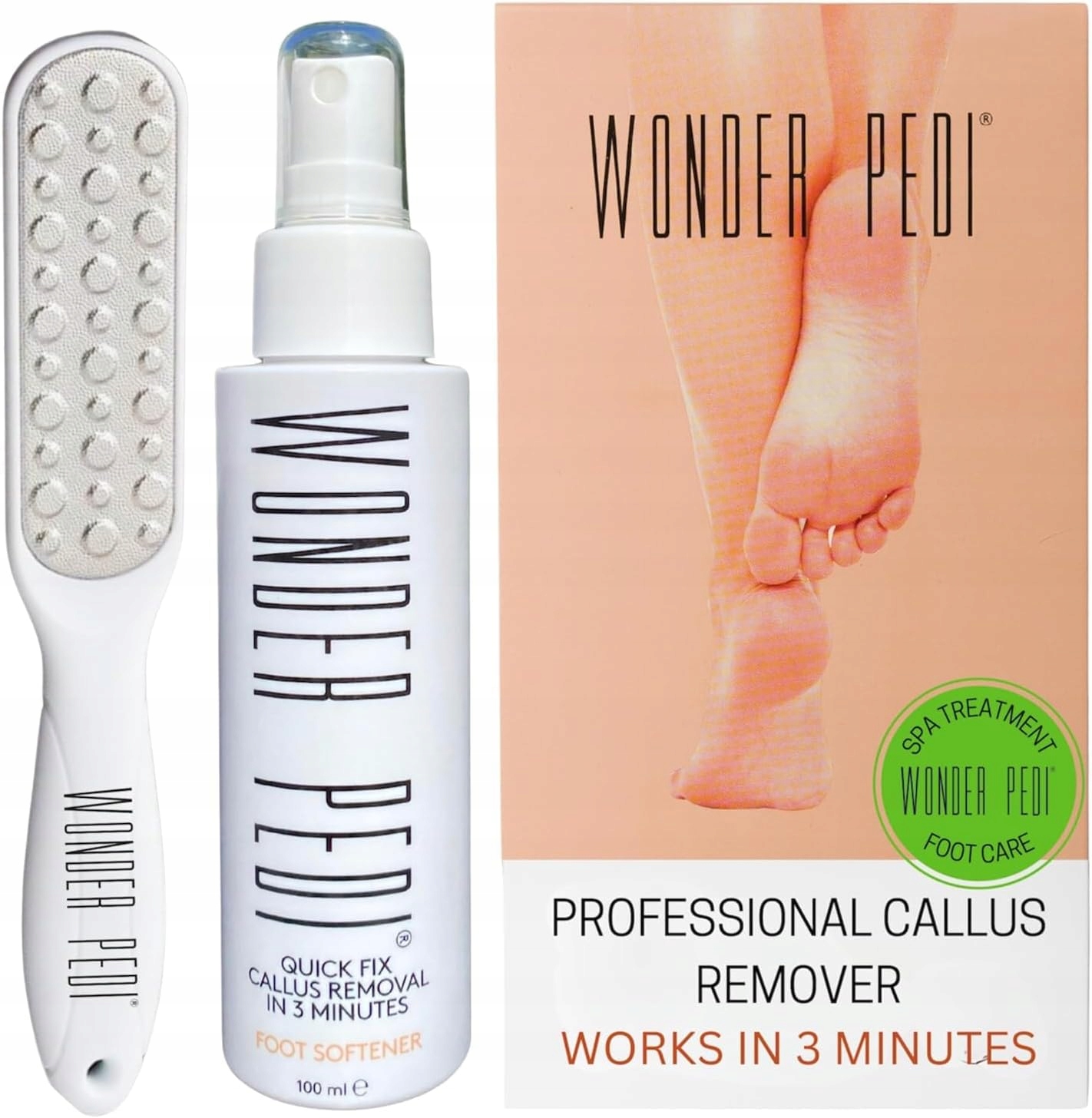 Wonder Pedi sada na pedikúru sprej a exfoliační pilník na zrohovatělou pokožku