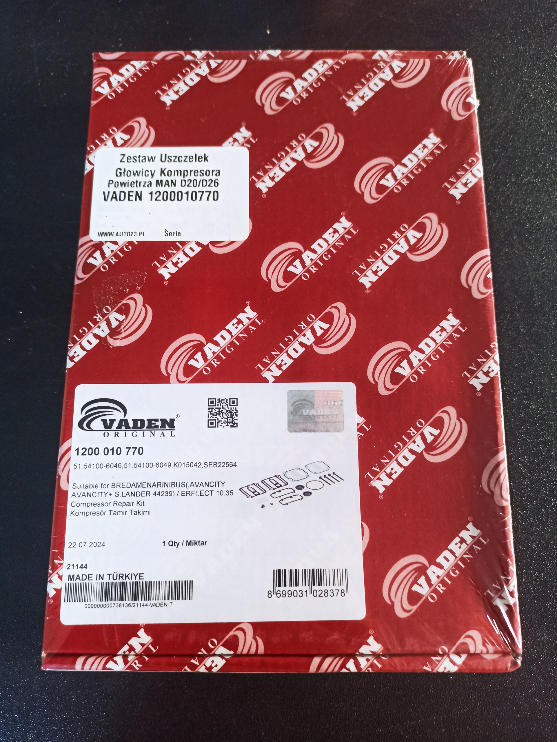 VADEN 1200010770 Zestaw Uszczelek Głowicy Kompresora Powietrza MAN TGX TGS