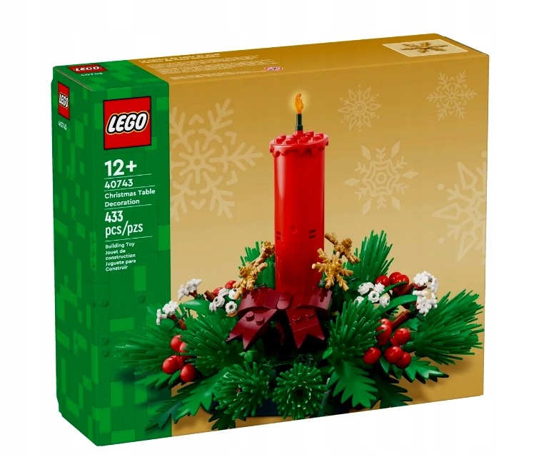 Lego 40743 Vánoční dekorace stolu Svíčka Listy Borůvky Zlaté Hvězdičky
