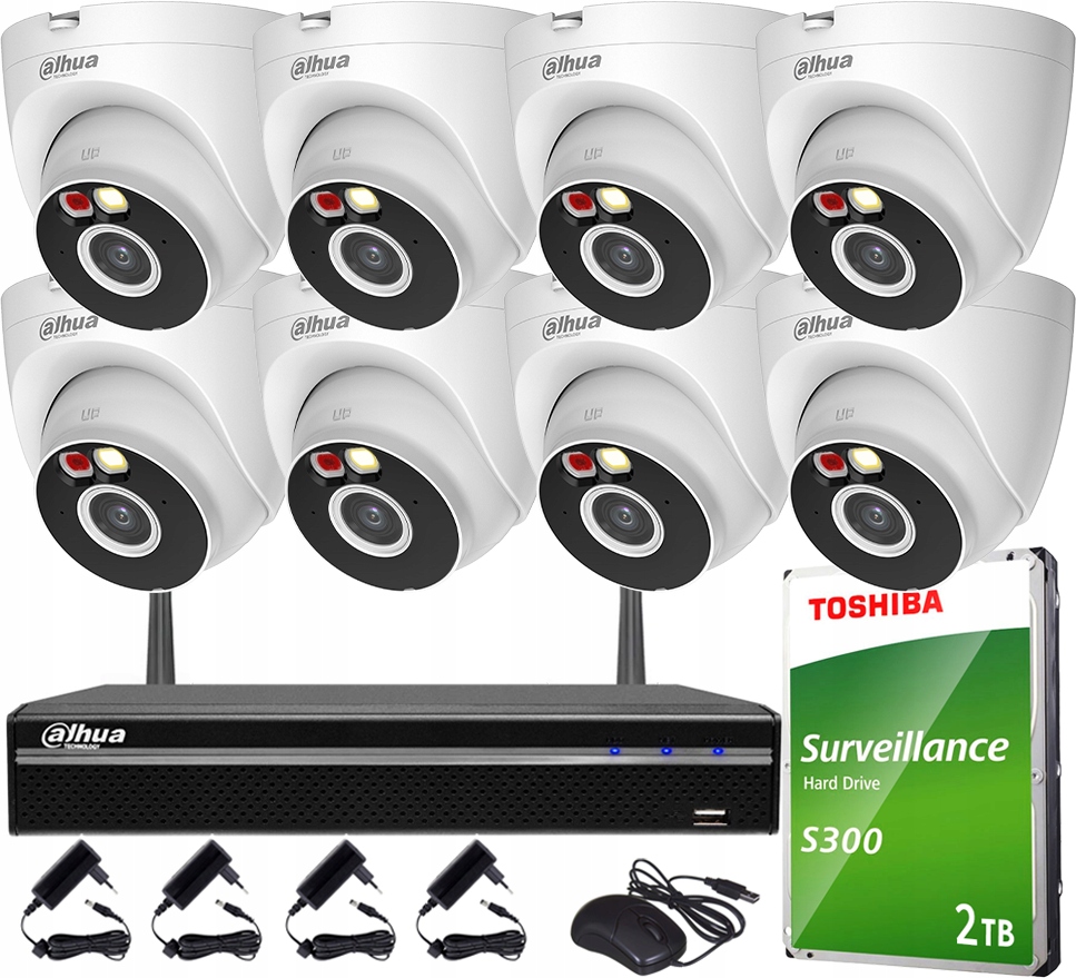 Sada monitorování Wifi 4MPx Dahua 8 kamer T4A-PV Smart Dual Light Audio