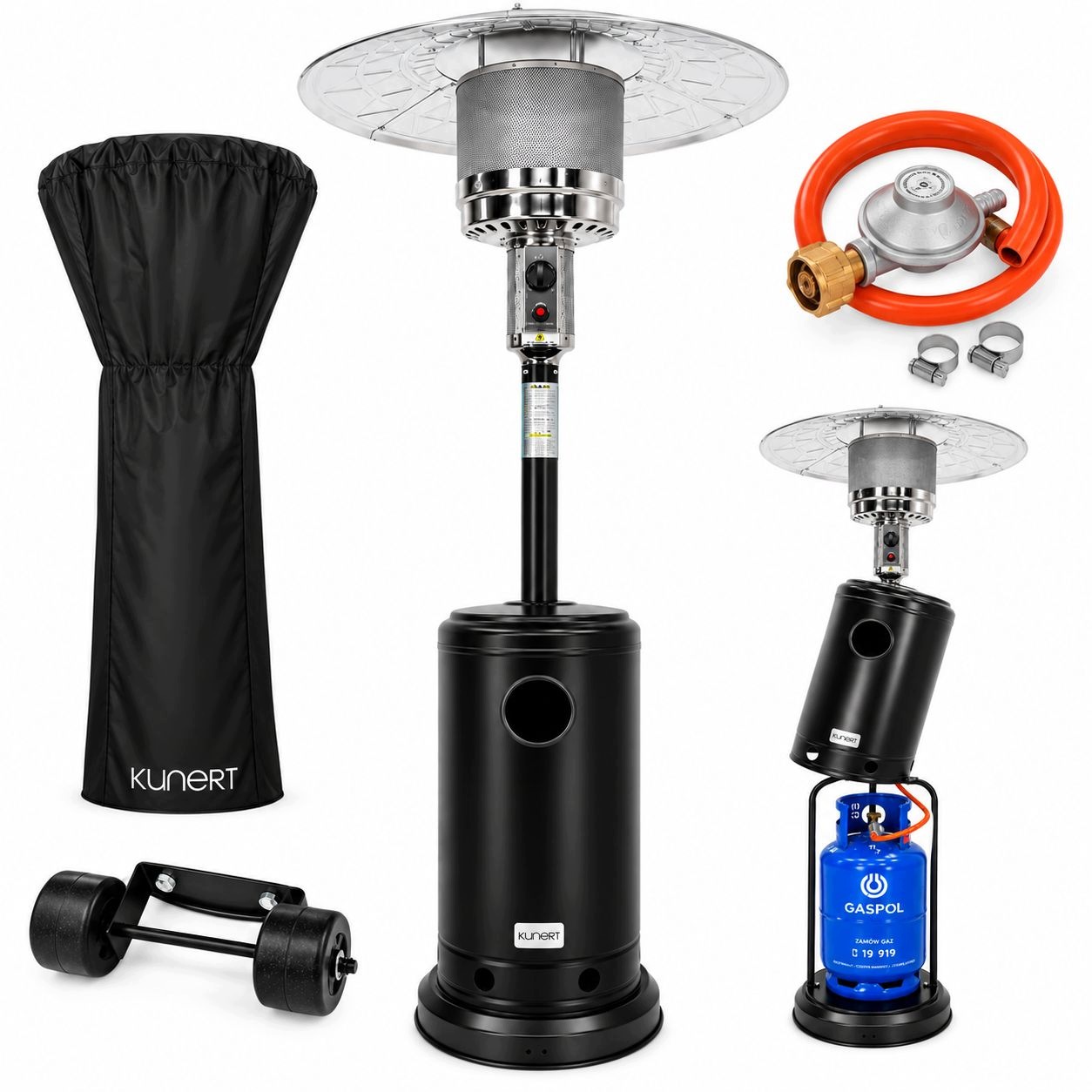 Parasol Grzewczy Kunert 13 kW–OGRZEWACZ Ogrodowy Lpg+pokrowiec+reduktor