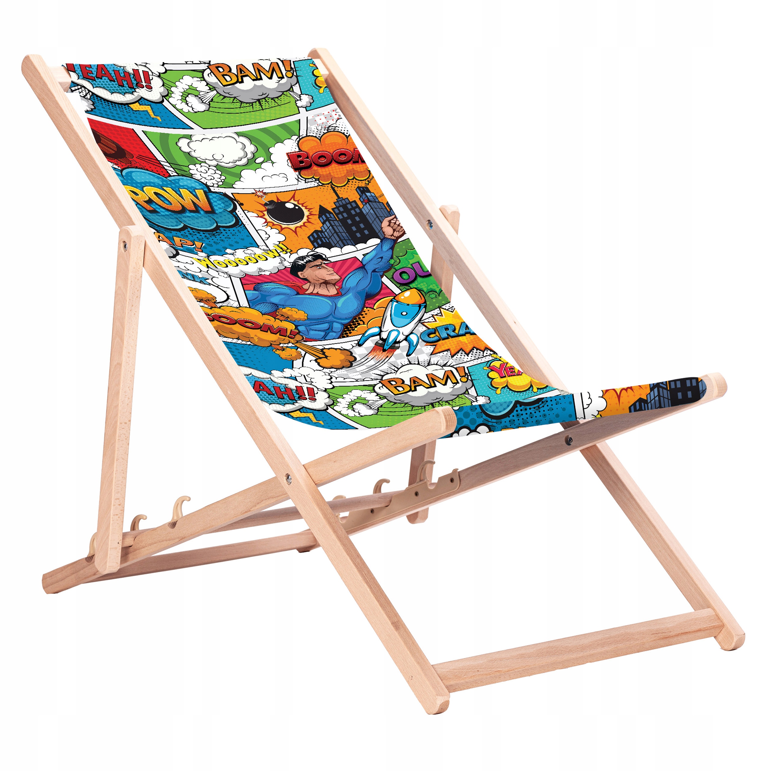 Leżak drewniany z nadrukiem Komiks2 KN51