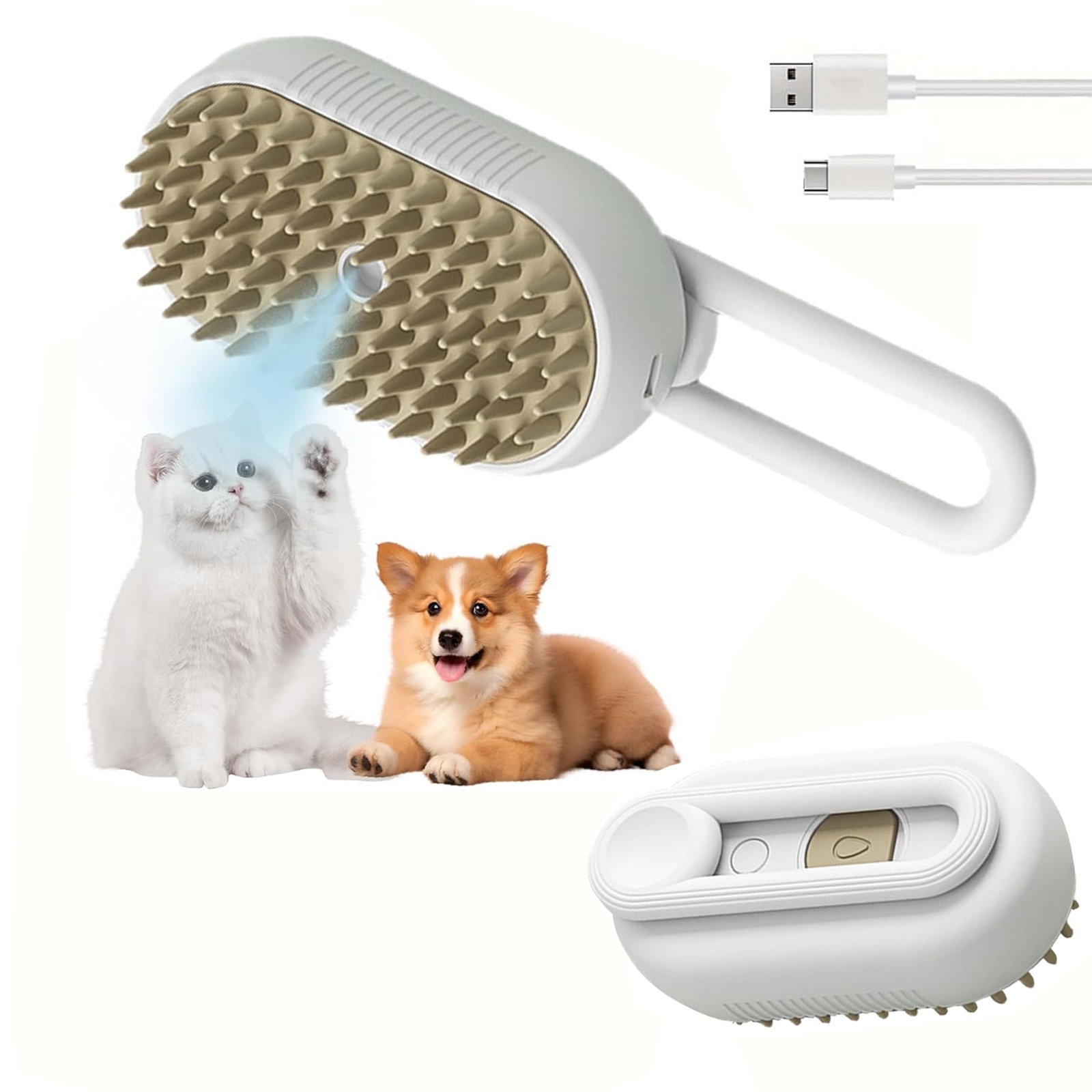 Levně Parní Kartáč Pro Psy A Kočky Elektrický Masážník Pro Péči O Srst