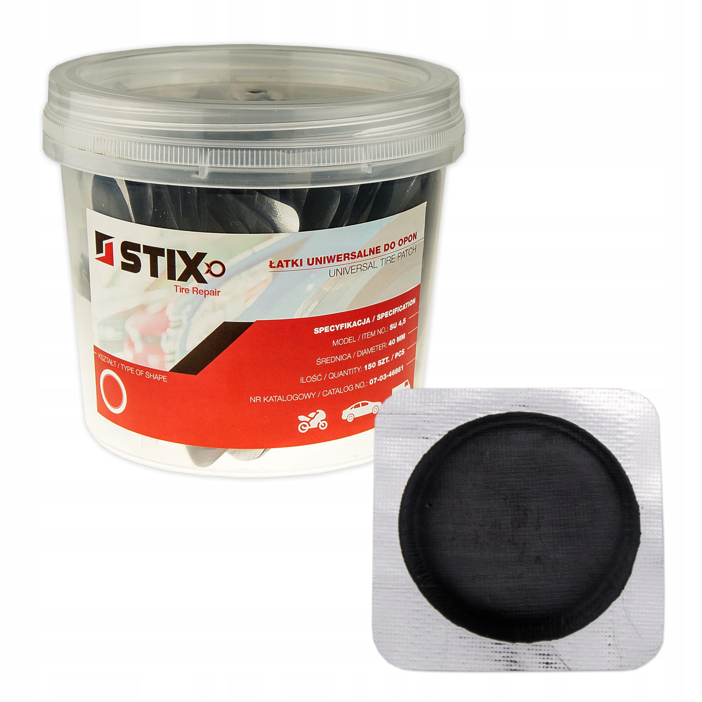 Univerzální Záplata Na Opravu Radiálních Pneumatik 40 MM Stix 150 Ks