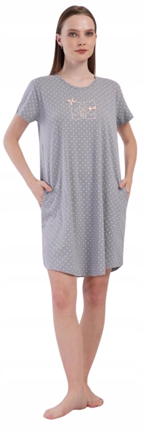 Šedá Košile Kočky Pár Koček S Mašličkami Pohodlná Košile Kapsy 4XL