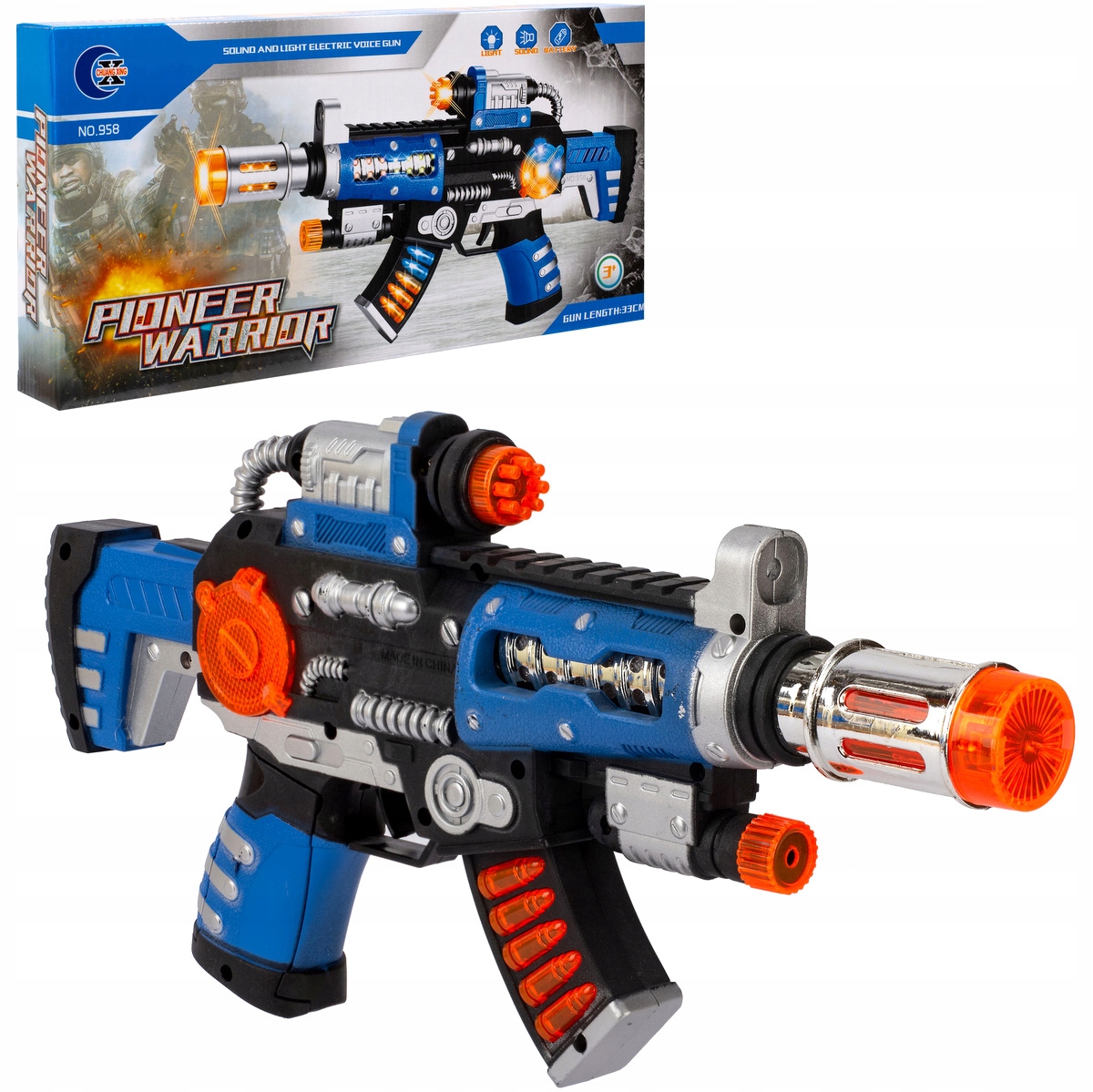 

Duży Karabin Pistolet Światło Led Dźwięk Celownik