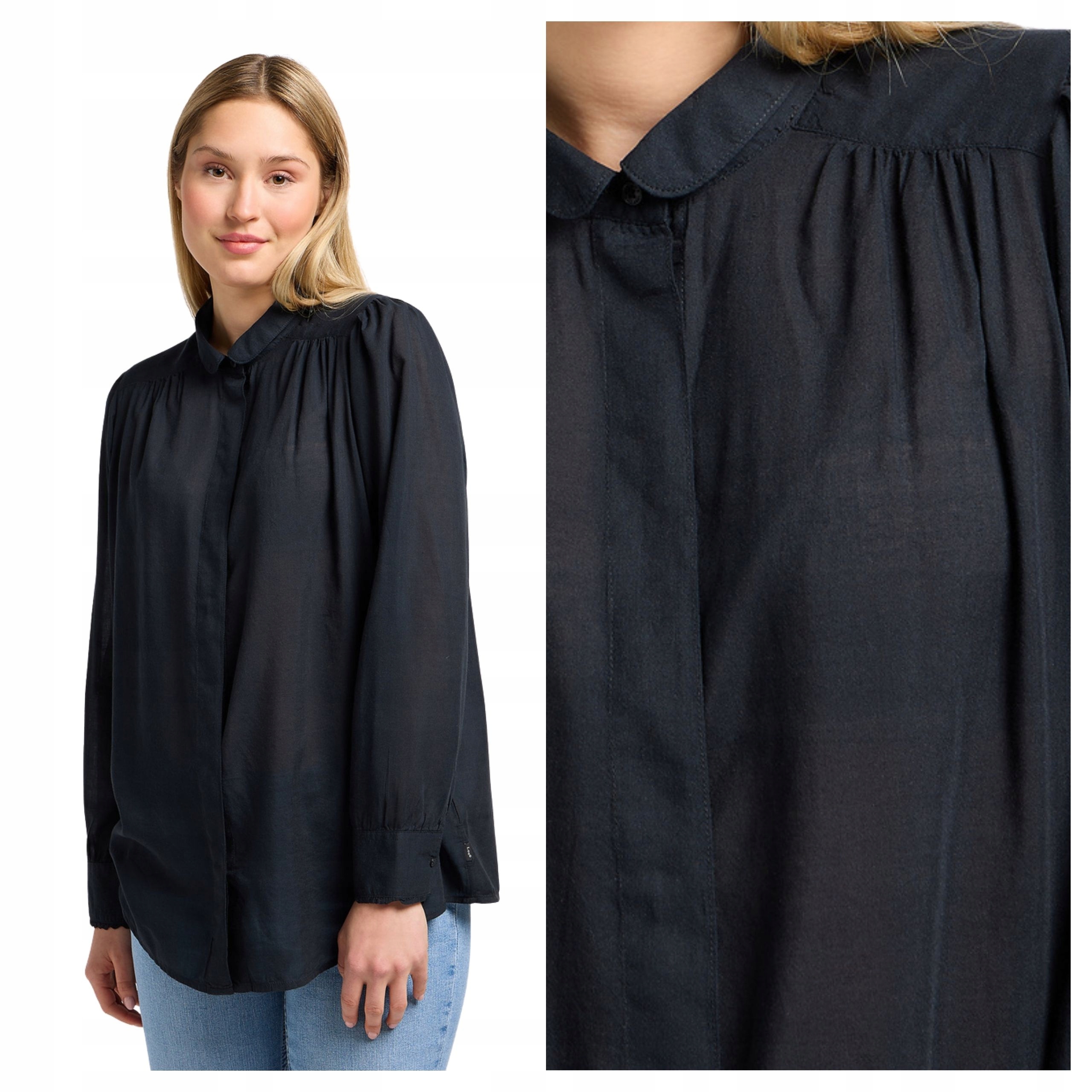 Dámská košile Lee Shirred Blouse Černá Bavlněná Regular Fit M