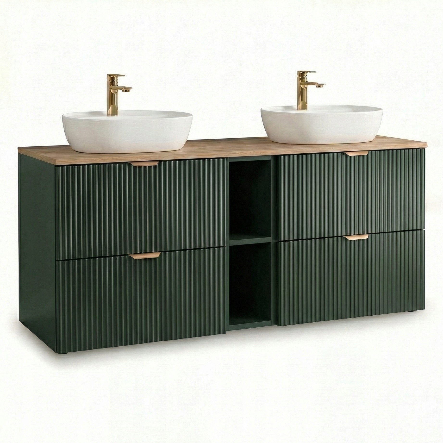 Sada koupelnového nábytku 140 cm s regálem Šalvěj 2 umyvadla Willy