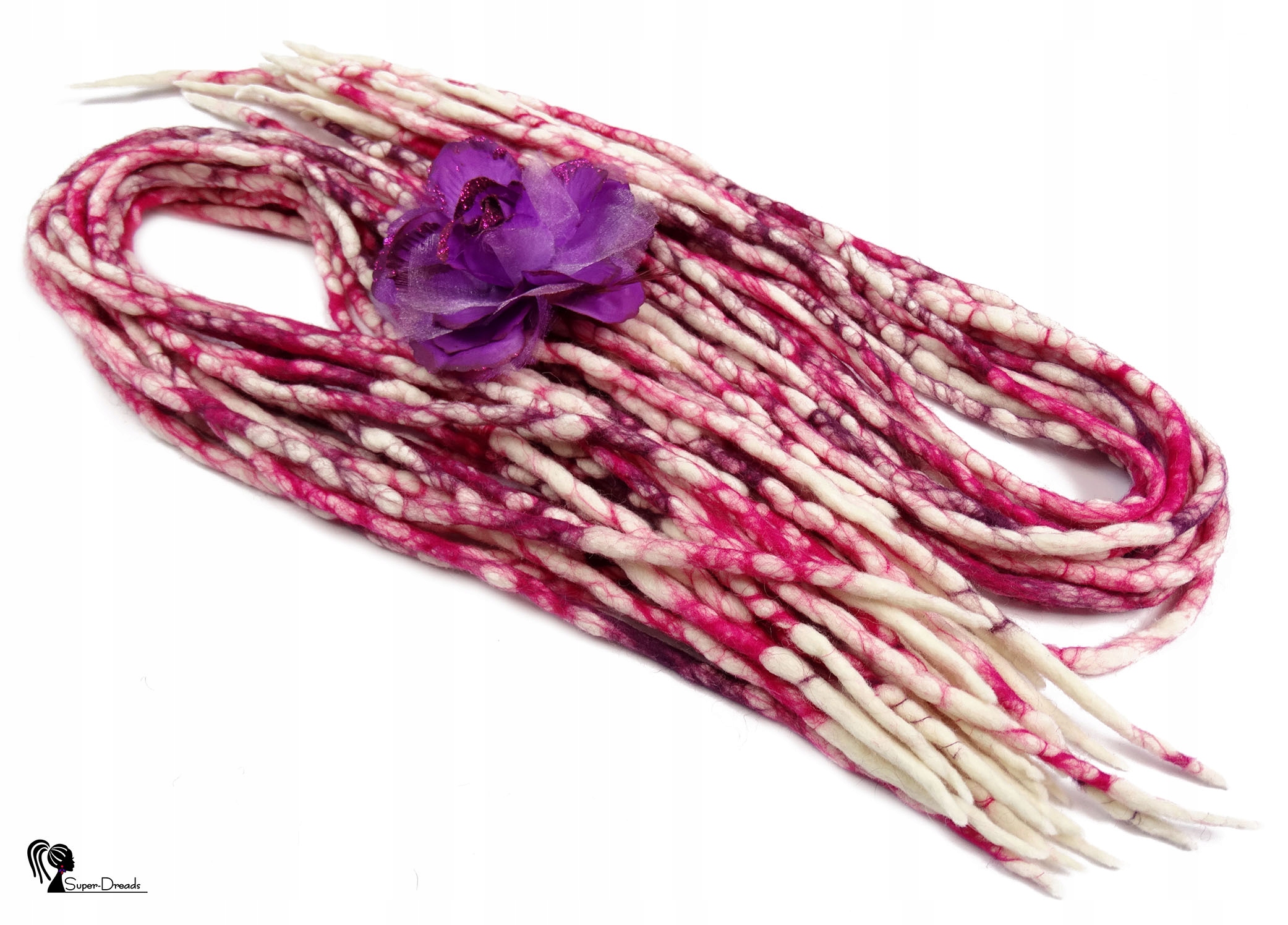 Vlněné pastelky Dredy, bílé a růžové, Malinová Zmrzlina, 10 kusů