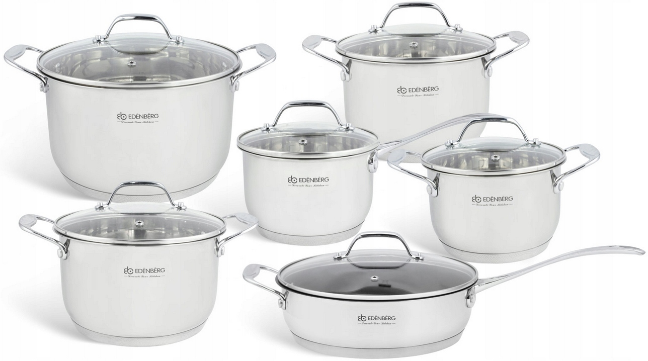 ZESTAW 12 EL. GARNKÓW INOX EDENBERG 2118 INDUKCJA