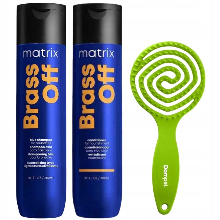Brass Off zestaw: szampon 300 ml + odżywka 300 ml + szczotka
