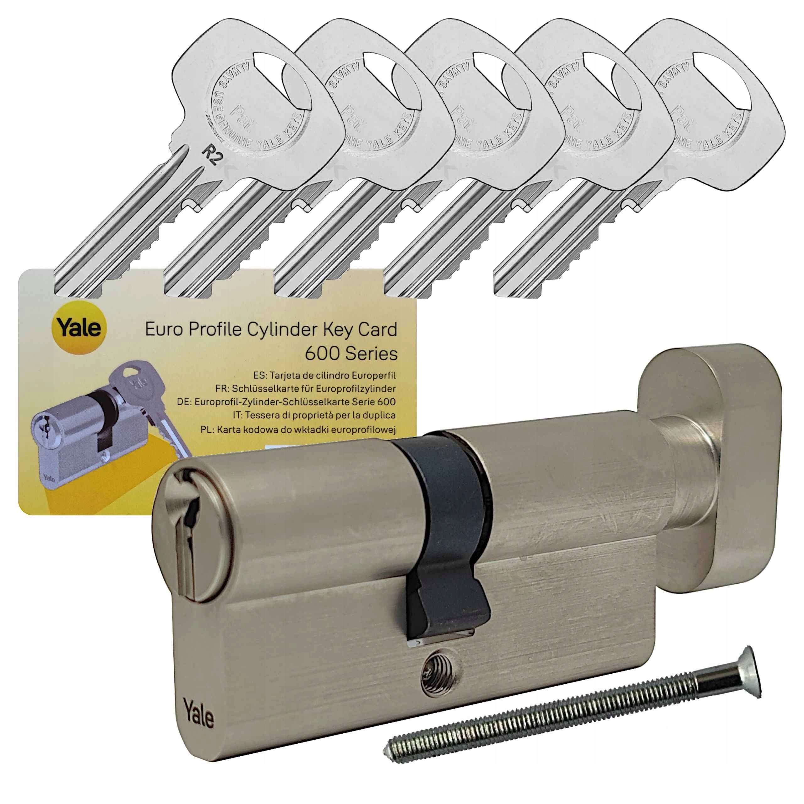 vložka Yale Y600 45/55G s knoflíkem, satén, 5 klíčů