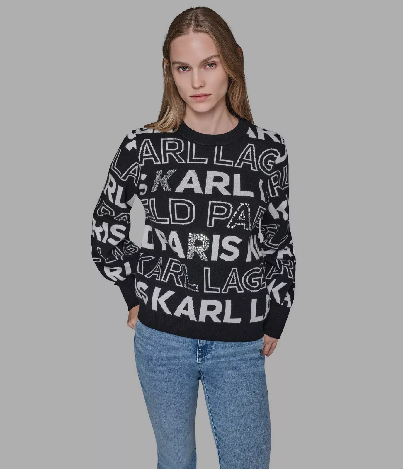 Karl Lagerfeld Paris dámský sver Logo Embellished černý M