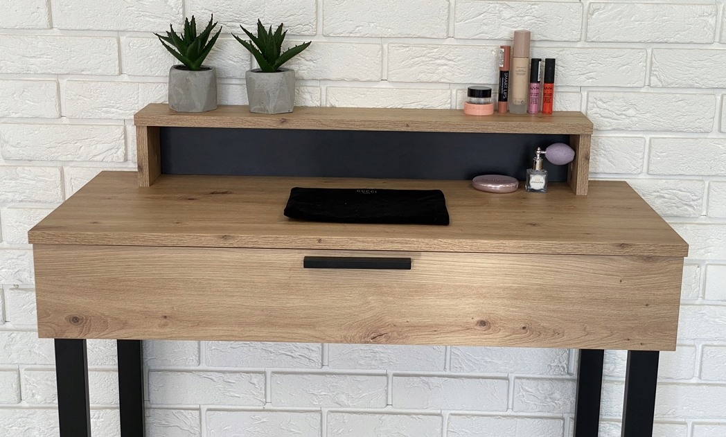 TOALETKA LENA PLUS DĄB ARTISAN METAL CZARNE U 90CM Szerokość mebla 90 cm