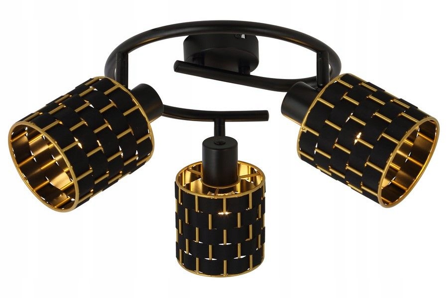 Stropní svítidlo ve tvaru košového stínítka černá/zlatá Thiago spirála