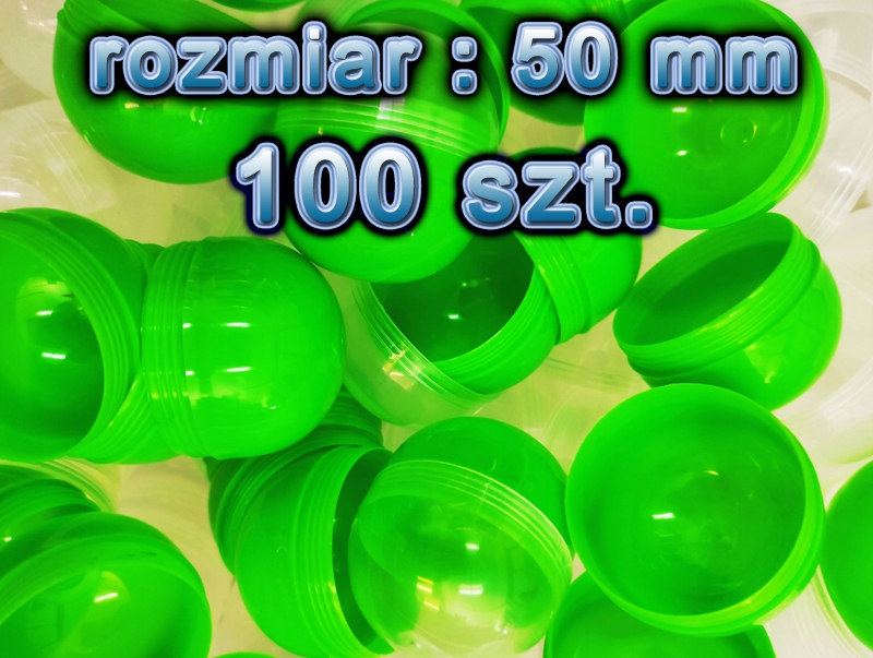 Kapsuła pusta 50 mm Zielona 100szt piłka kulka do losowania loteria los