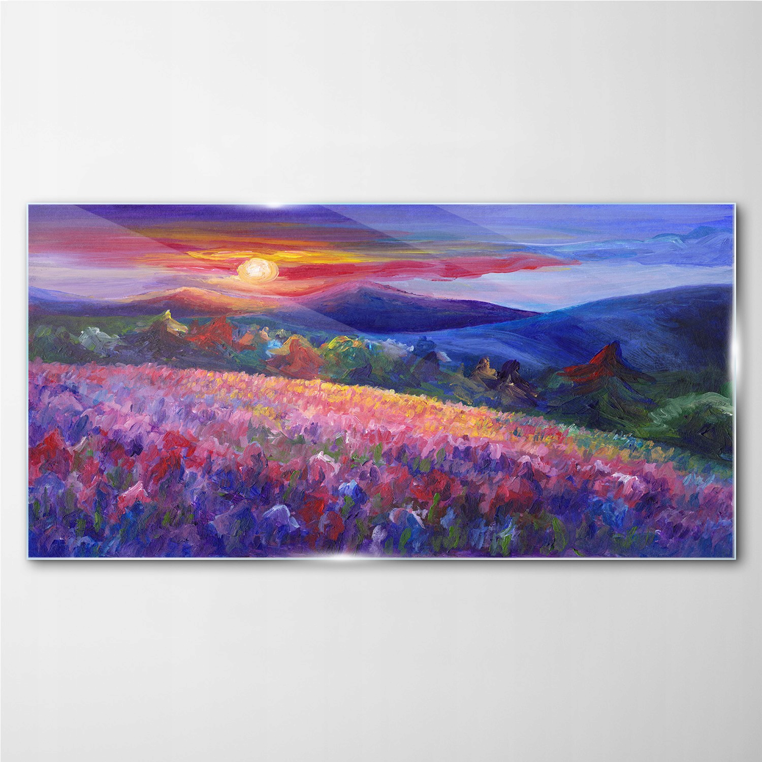 

Foto-obraz na szkle Malarstwo góry łąka 100x50 cm