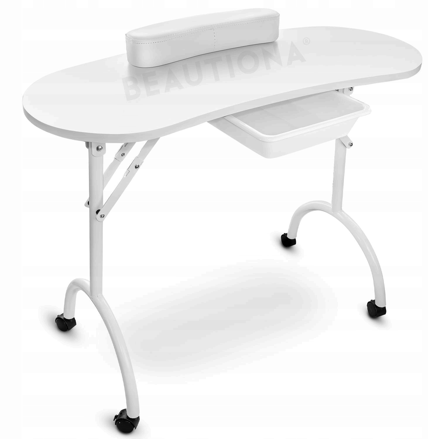 Skládací Kosmetický Stolek Na Manikúru, Mobilní, Přenosný, Na Kolečkách, Bílý